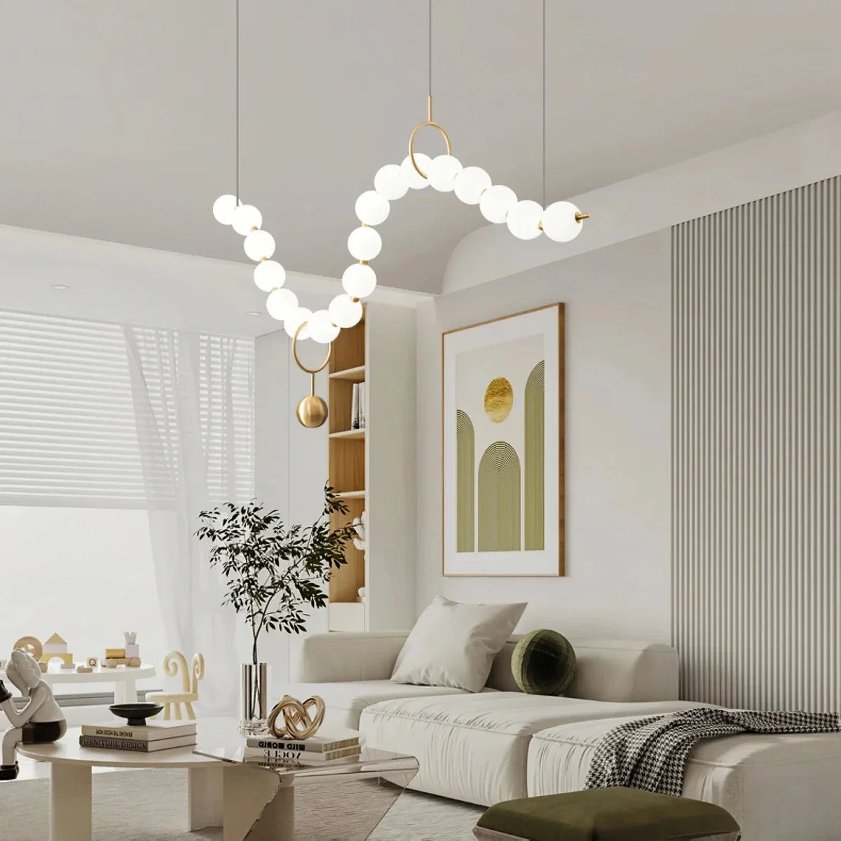 Multi-Point Beaded Necklace Pendant — Bar & Restaurant Chandelier | GRAIN™