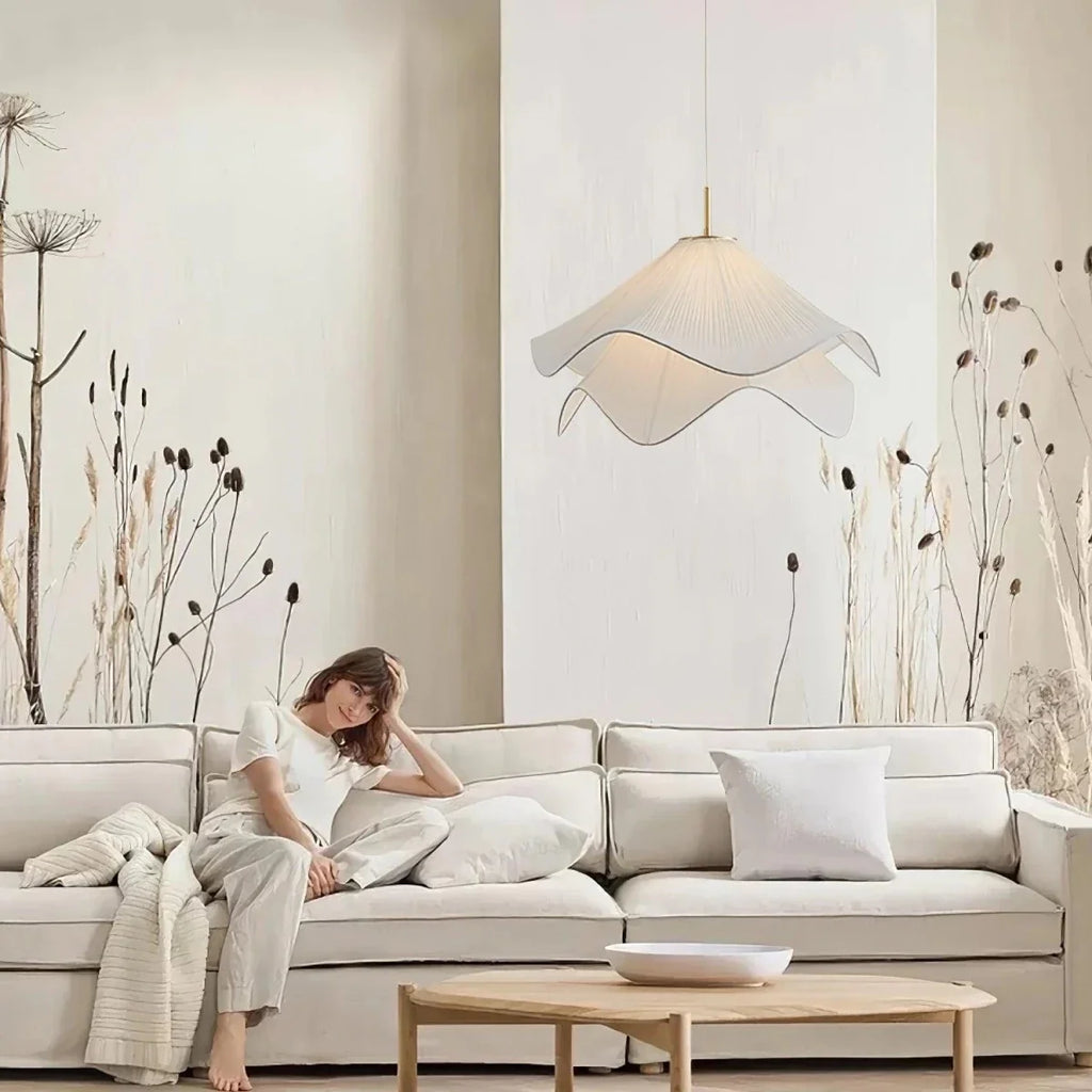 Gathered Fabric Petal Pendant — French Cream Style | VOLANT™