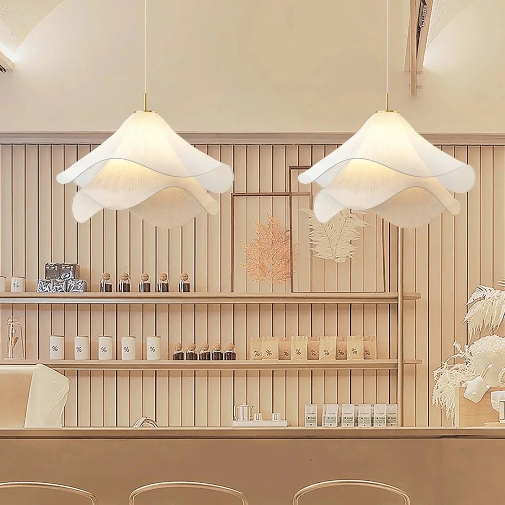 Gathered Fabric Petal Pendant — French Cream Style | VOLANT™