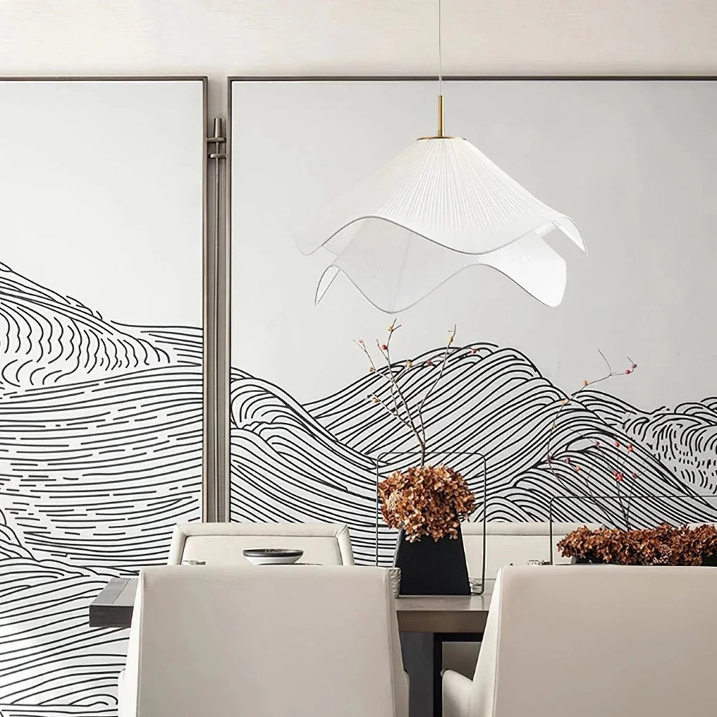 Gathered Fabric Petal Pendant — French Cream Style | VOLANT™