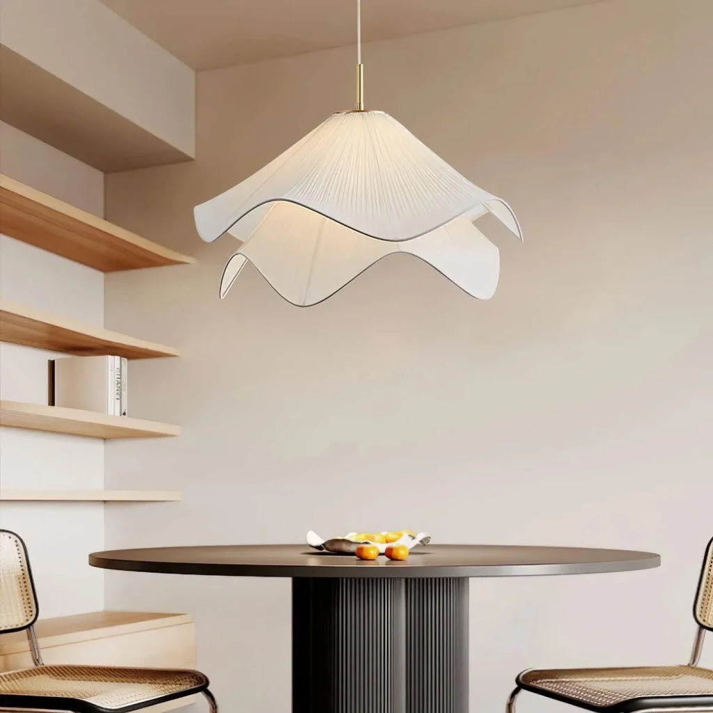 Gathered Fabric Petal Pendant — French Cream Style | VOLANT™