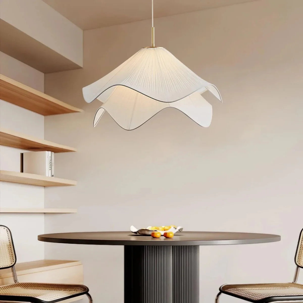 Gathered Fabric Petal Pendant — French Cream Style | VOLANT™