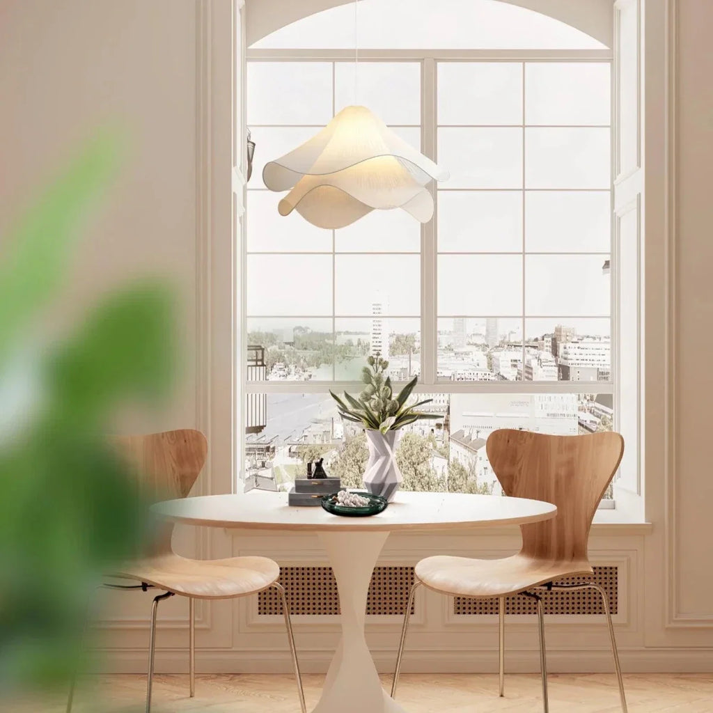 Gathered Fabric Petal Pendant — French Cream Style | VOLANT™