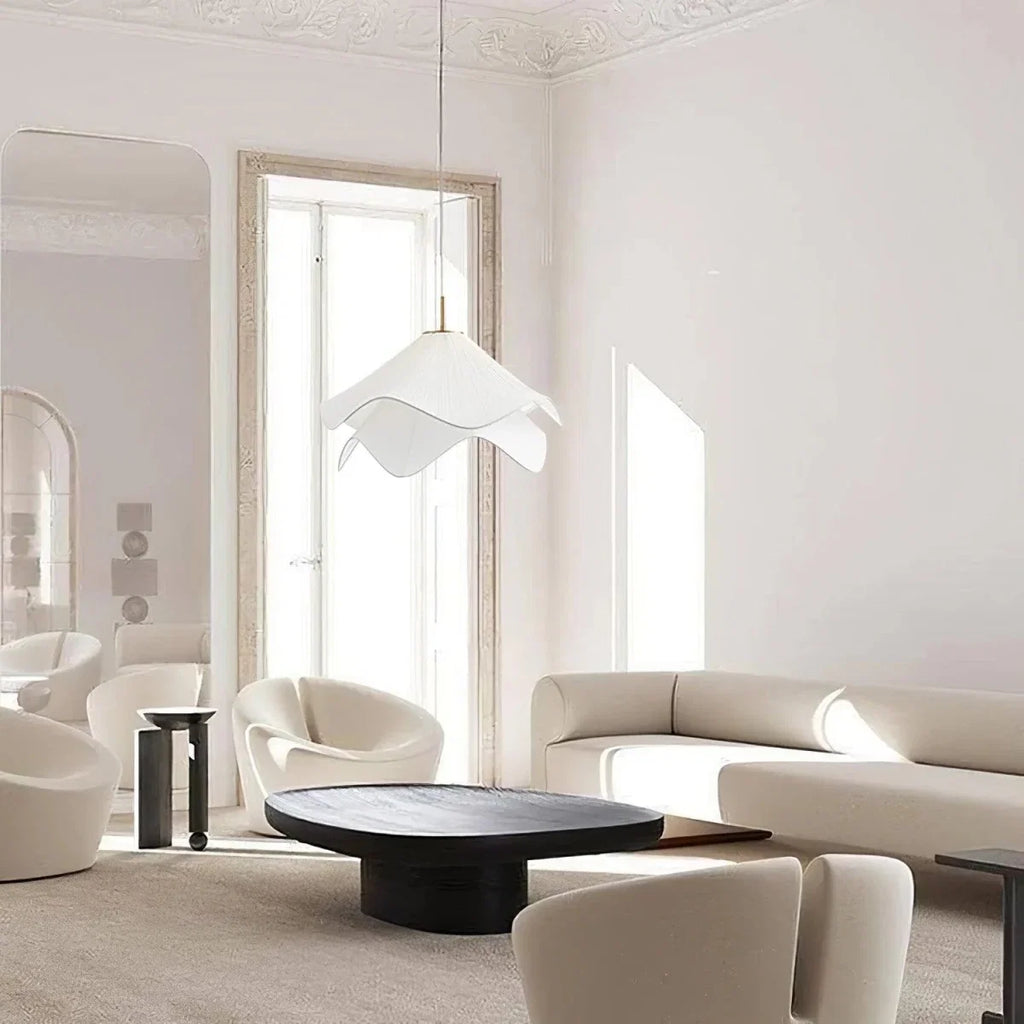 Gathered Fabric Petal Pendant — French Cream Style | VOLANT™