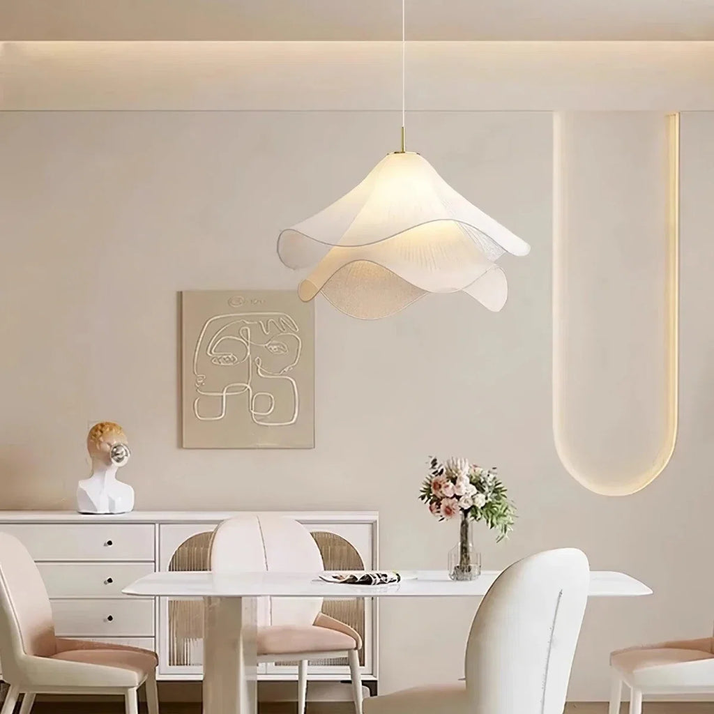 Gathered Fabric Petal Pendant — French Cream Style | VOLANT™