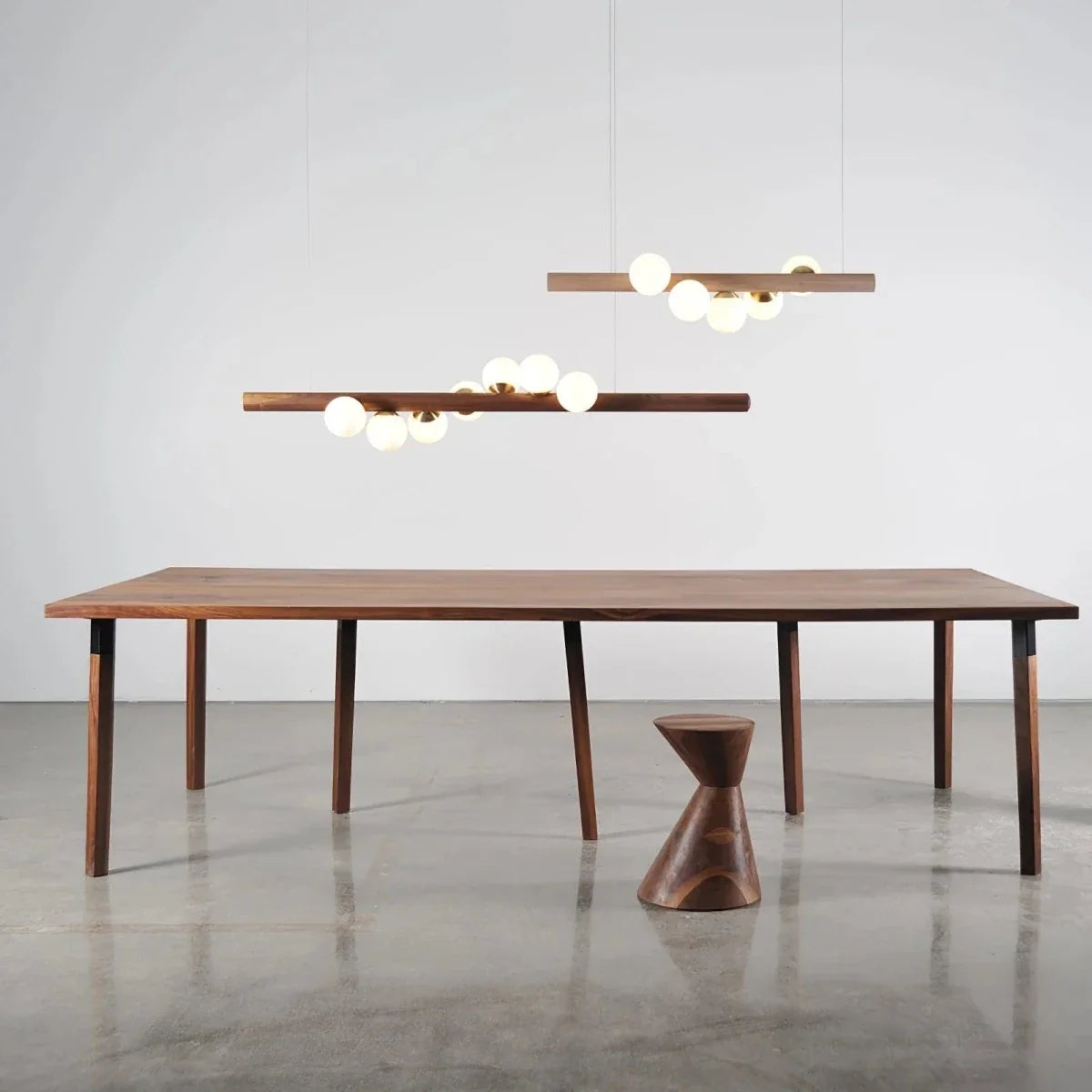 Wood Beam & Glass Globe Pendant — Nordic Dining Table Chandelier | BRINDILLE™