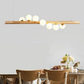 Wood Beam & Glass Globe Pendant — Nordic Dining Table Chandelier | BRINDILLE™
