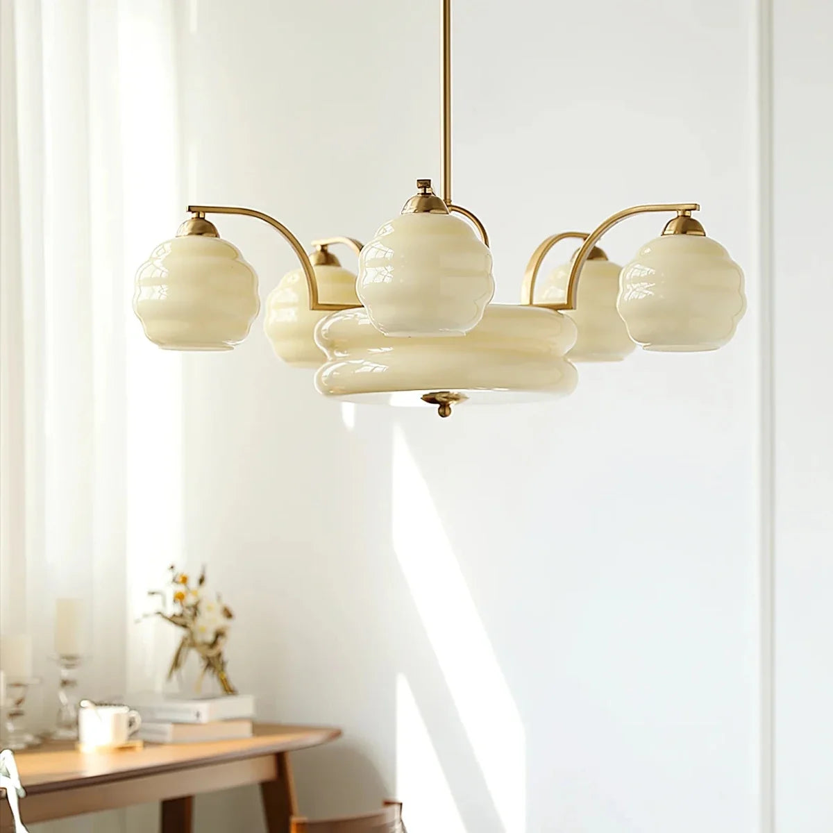 Danish Bauhaus Glass Head Chandelier — Adjustable Rod Pendant | FJORD™