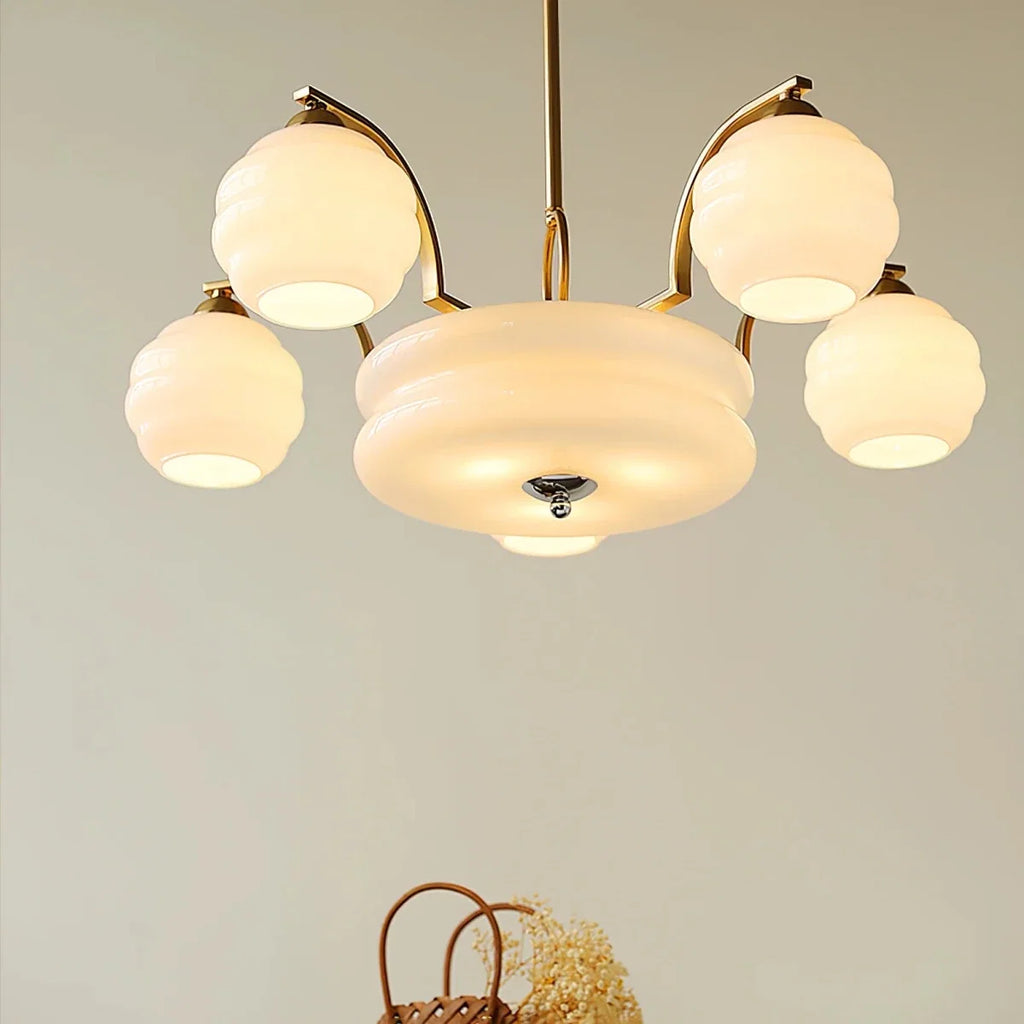 Danish Bauhaus Glass Head Chandelier — Adjustable Rod Pendant | FJORD™