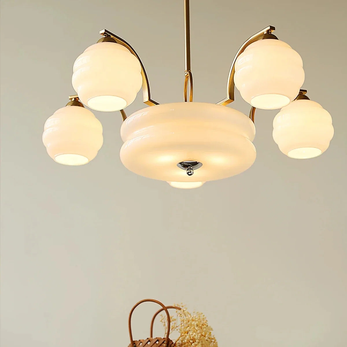 Danish Bauhaus Glass Head Chandelier — Adjustable Rod Pendant | FJORD™