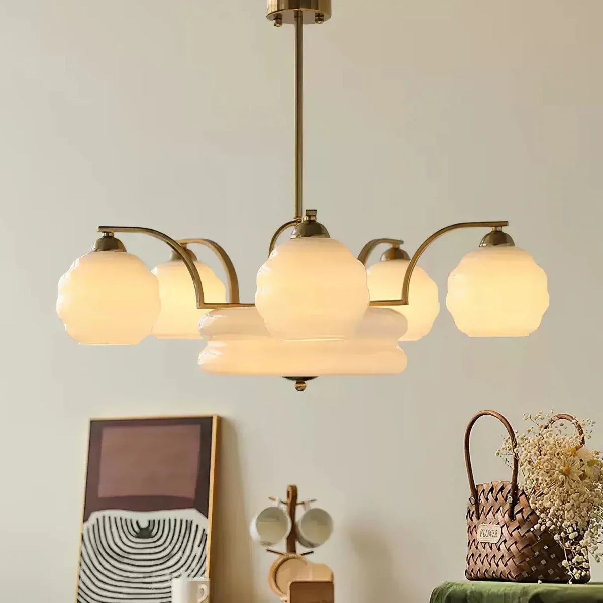 Danish Bauhaus Glass Head Chandelier — Adjustable Rod Pendant | FJORD™